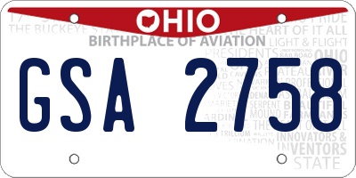 OH license plate GSA2758