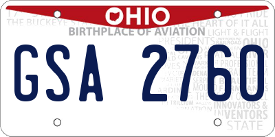 OH license plate GSA2760