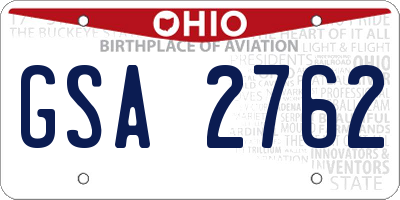 OH license plate GSA2762