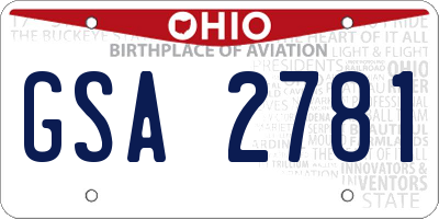 OH license plate GSA2781