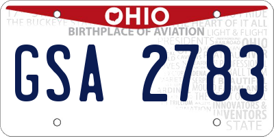 OH license plate GSA2783