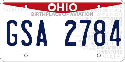 OH license plate GSA2784
