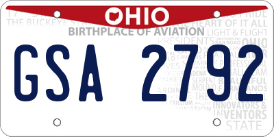 OH license plate GSA2792
