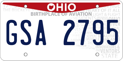 OH license plate GSA2795