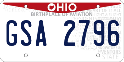 OH license plate GSA2796