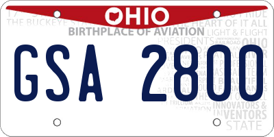 OH license plate GSA2800