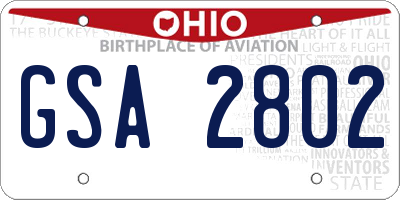 OH license plate GSA2802