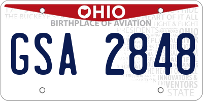 OH license plate GSA2848
