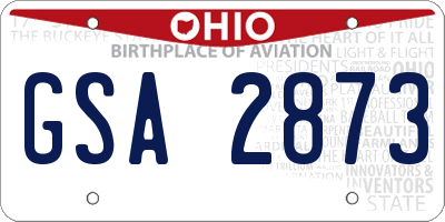 OH license plate GSA2873