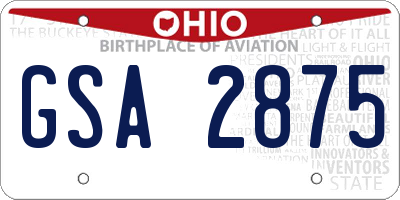 OH license plate GSA2875