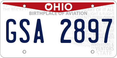 OH license plate GSA2897