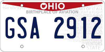 OH license plate GSA2912