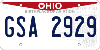 OH license plate GSA2929