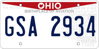 OH license plate GSA2934
