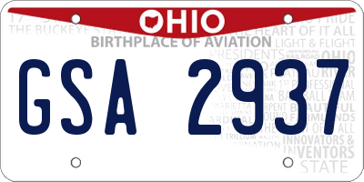 OH license plate GSA2937