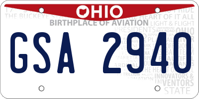 OH license plate GSA2940