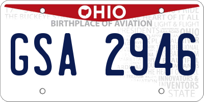 OH license plate GSA2946