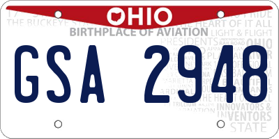 OH license plate GSA2948