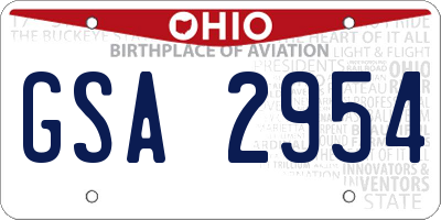 OH license plate GSA2954