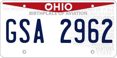 OH license plate GSA2962
