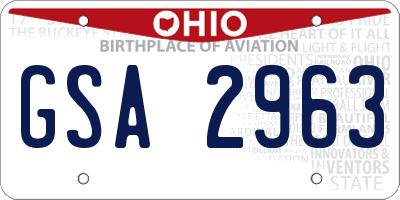 OH license plate GSA2963