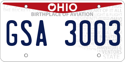OH license plate GSA3003
