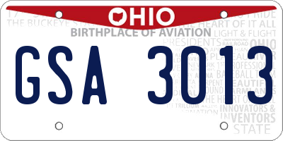 OH license plate GSA3013