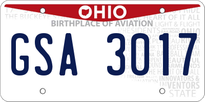 OH license plate GSA3017