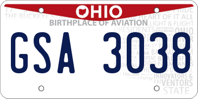 OH license plate GSA3038