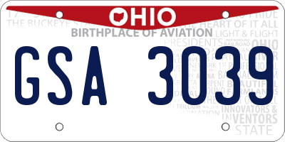 OH license plate GSA3039