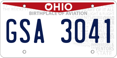 OH license plate GSA3041