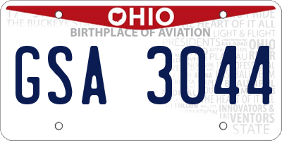 OH license plate GSA3044