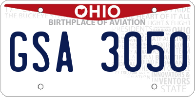 OH license plate GSA3050