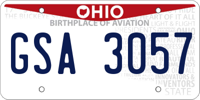 OH license plate GSA3057