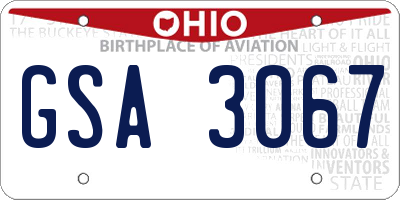 OH license plate GSA3067
