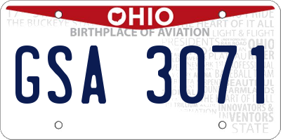 OH license plate GSA3071