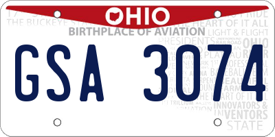 OH license plate GSA3074