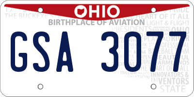 OH license plate GSA3077