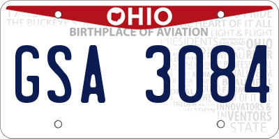 OH license plate GSA3084