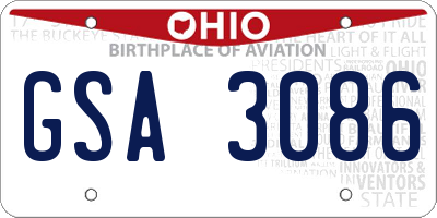 OH license plate GSA3086