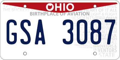 OH license plate GSA3087