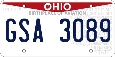 OH license plate GSA3089