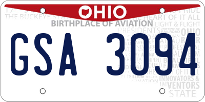 OH license plate GSA3094