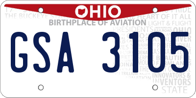 OH license plate GSA3105