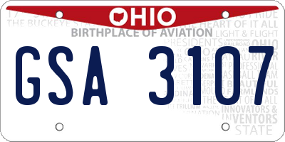 OH license plate GSA3107