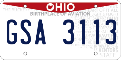 OH license plate GSA3113