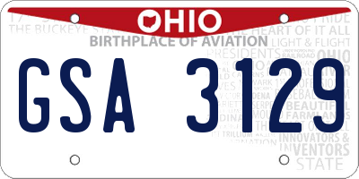OH license plate GSA3129