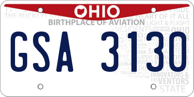 OH license plate GSA3130