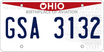 OH license plate GSA3132