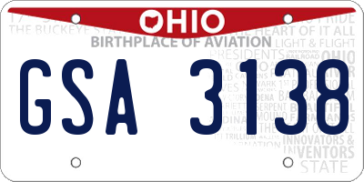 OH license plate GSA3138
